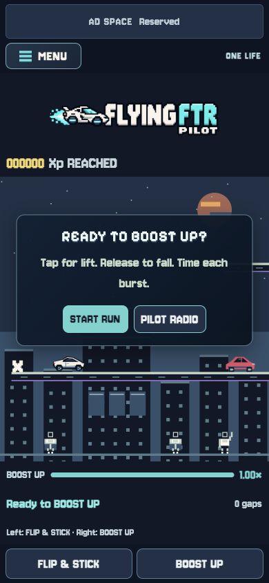 Flying FTR Pilot gameplay shown inside an iPhone-style frame